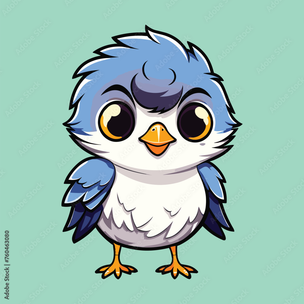 cute blue bird vector cartoon illustration