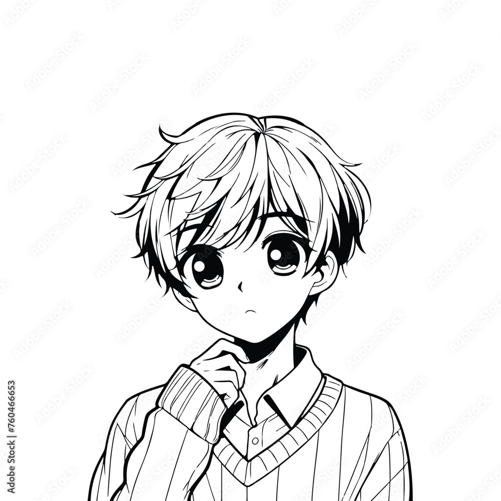 anime boy vector illustration hand-drawn cartoon character manga style