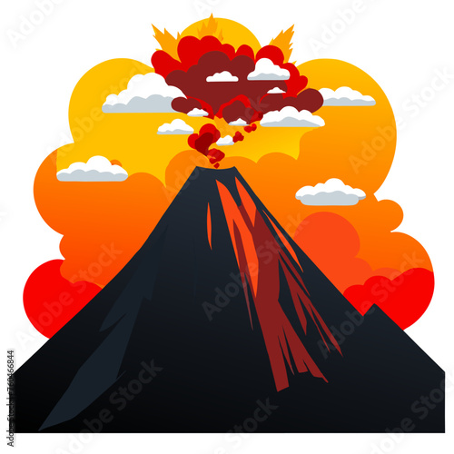 volcano cartoon simple Design illustration