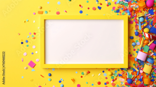 Bright colorful carnival or party frame on yellow © aleena