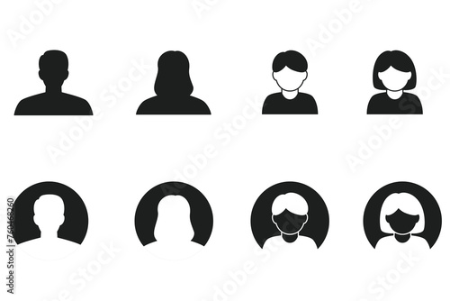 icon vector people or person. Set icon solid flat