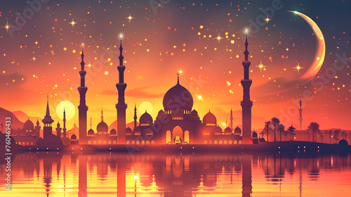 An illustration for the Ramadan holiday to wish people "Blessings"