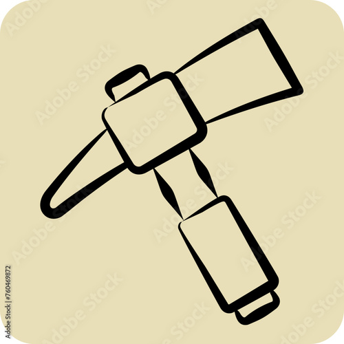 Icon Pick axe. related to Construction symbol. hand drawn style. simple design editable. simple illustration