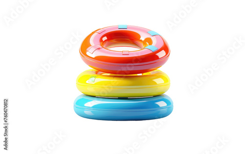 Stack of Three Inflatable Toys. On White or PNG Transparent Background.