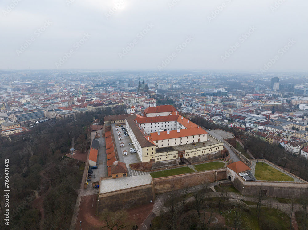 Aerial view of Spilberk Castle in Brno, Czech Republic