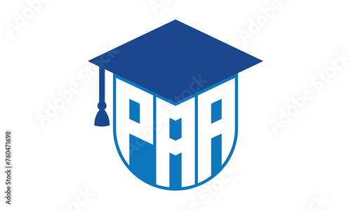 PAA initial letter academic logo design vector template. school college logo, university logo, graduation cap logo, institute logo, educational logo, library logo, teaching logo, book shop, varsity