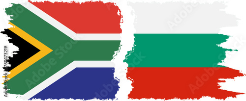 Bulgaria and South Africa grunge flags connection vector