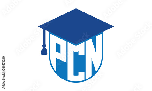 PCN initial letter academic logo design vector template. school college logo, university logo, graduation cap logo, institute logo, educational logo, library logo, teaching logo, book shop, varsity