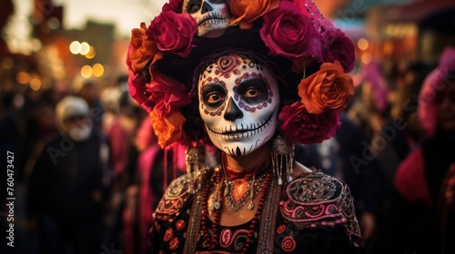 Dynamic Festivities: Immersive Dia De Los Muertos Experience with Elaborate Sugar Skull Costumes