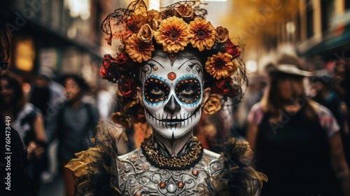 Elegant Tributes: Exploring the Beauty of Dia De Los Muertos Through Elaborate Sugar Skull Costumes © Graphic Ledger