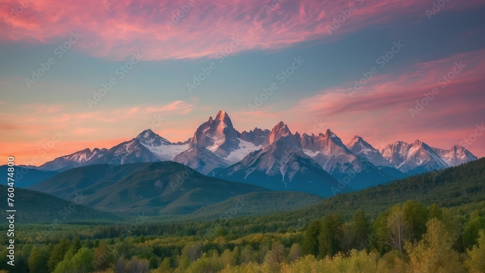 mountain with pink view of the sky mountain with pink view of the sky