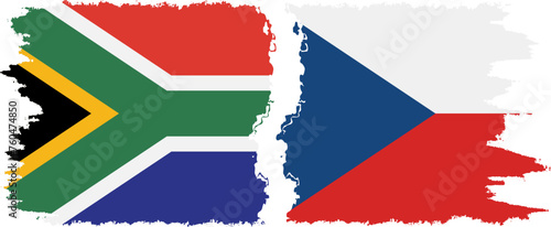 Czech and South Africa grunge flags connection vector