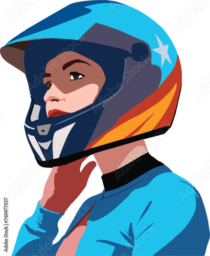 Confident woman in racing helmet