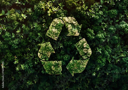 recycling symbol on plant