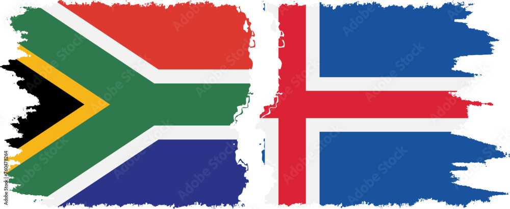 Iceland and South Africa grunge flags connection vector Iceland and South Africa grunge flags connection vector