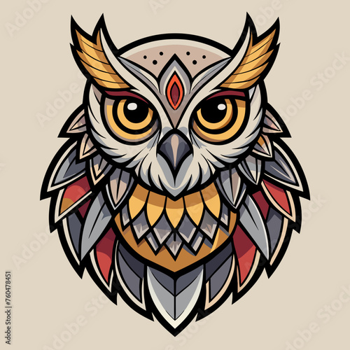 Feathers of Fate - Design a t-shirt sticker showcasing an owl with intricate patterns on its feathers, accompanied by a poetic ode to the owl as a symbol of fate and destiny