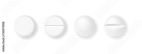 Pills and capsules Medicines tablets, capsules drug of painkillers, antibiotics vitamins. isolated on white background. Vector