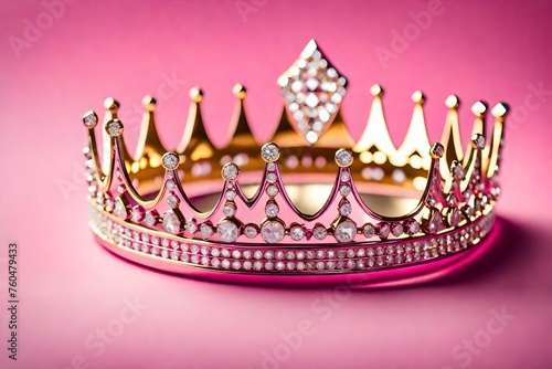 silver crown on pink background