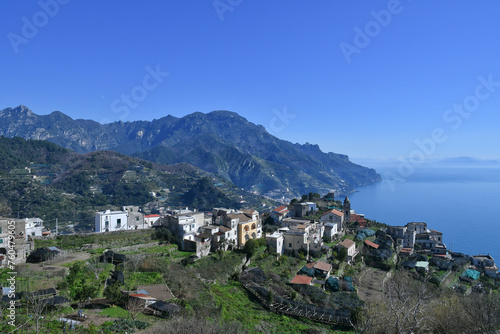 Panoramic view of the Amalfi coast in the province of Salerno, Italy.