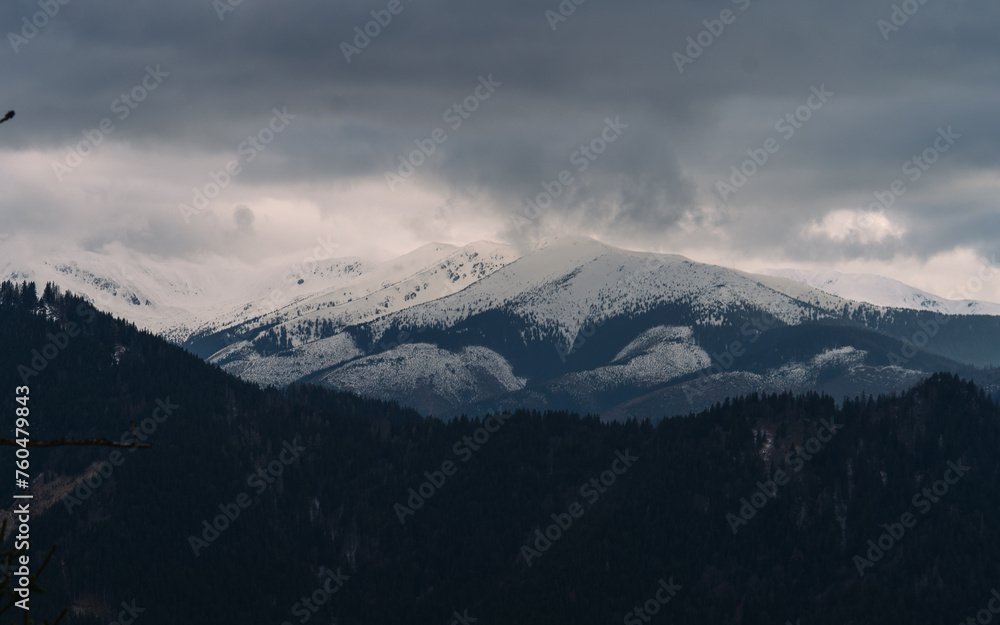 Mountain Tatras landscape. View from Jasna valley in Low Tatras. Hiking from demenovska valley to Sina peak in Low Tatras, Liptov, Slovakia