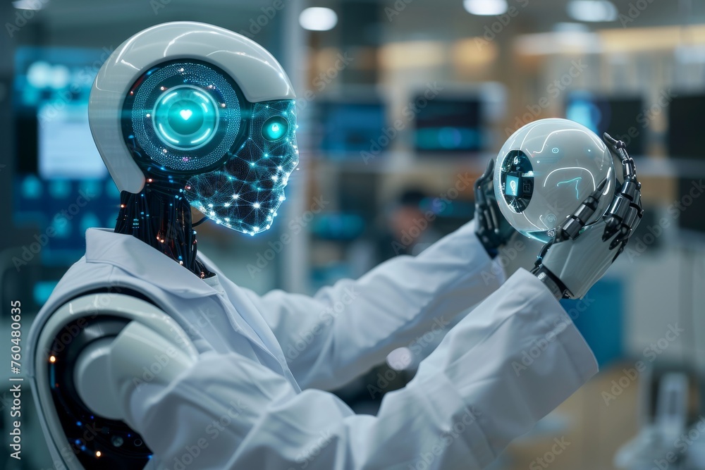 A doctor using AI Technology decision support systems. A doctor using AI Technology decision support systems.