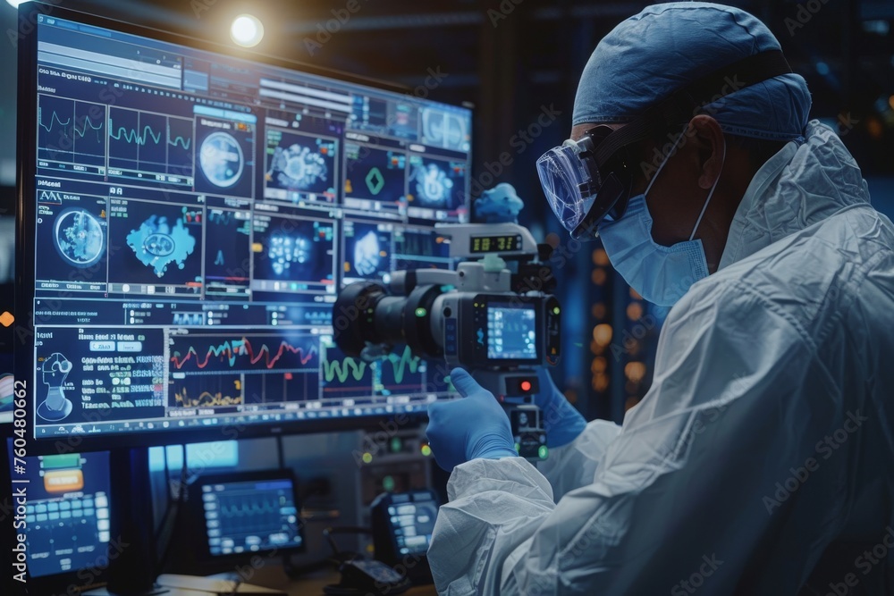 A doctor using AI Technology decision support systems. A doctor using AI Technology decision support systems.