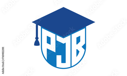 PJB initial letter academic logo design vector template. school college logo, university logo, graduation cap logo, institute logo, educational logo, library logo, teaching logo, book shop, varsity photo