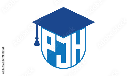 PJH initial letter academic logo design vector template. school college logo, university logo, graduation cap logo, institute logo, educational logo, library logo, teaching logo, book shop, varsity photo