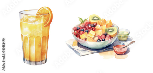 Refreshing Fruit Juice and Salad Bowl