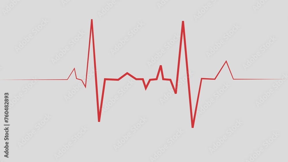 Heart pulse - curved red line on white background, medical tests Heart pulse - curved red line on white background, medical tests