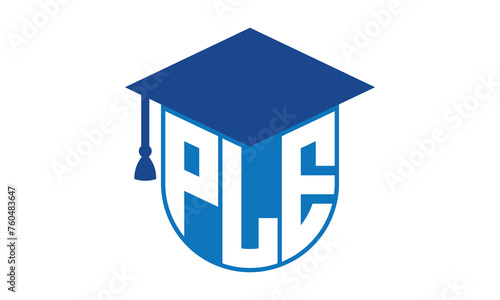 PLE initial letter academic logo design vector template. school college logo, university logo, graduation cap logo, institute logo, educational logo, library logo, teaching logo, book shop, varsity