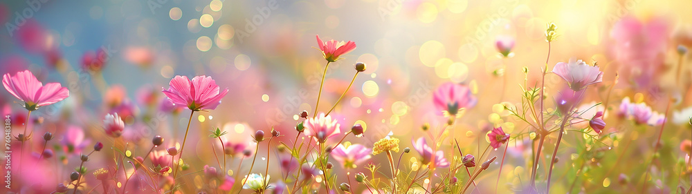 Gentle Whispers of Spring: Colorful Flowers in a Breeze Gentle Whispers of Spring: Colorful Flowers in a Breeze