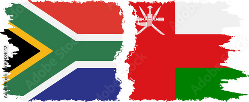 Oman and South Africa grunge flags connection vector