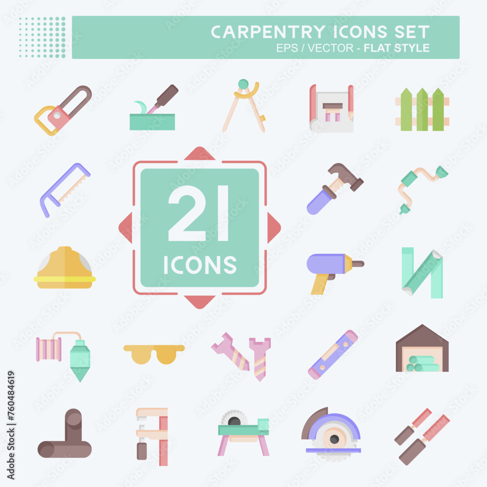 Icon Set Carpentry. related to building tool symbol. flat style. simple design editable. simple illustration Icon Set Carpentry. related to building tool symbol. flat style. simple design editable. simple illustration