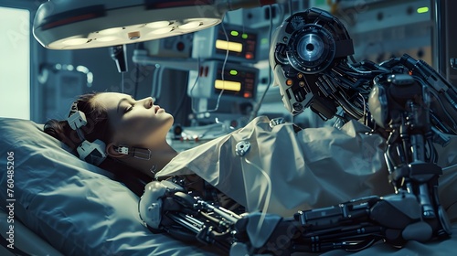  The hospital of the future, equipped with advanced cybernetic systems, guarantees patients the most comfortable and accurate medical procedures.