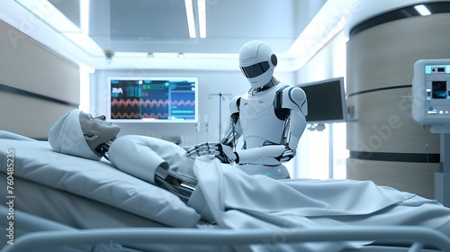 The hospital of the Future is introducing cybernetic robots to examine patients, providing high-tech and automated medical services.