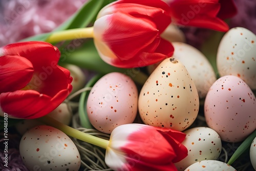 Spring tulips and easter eggs
