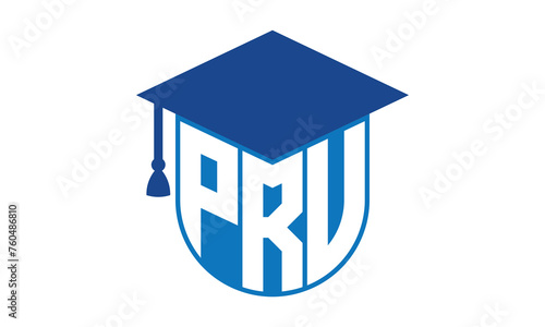 PRV initial letter academic logo design vector template. school college logo, university logo, graduation cap logo, institute logo, educational logo, library logo, teaching logo, book shop, varsity photo