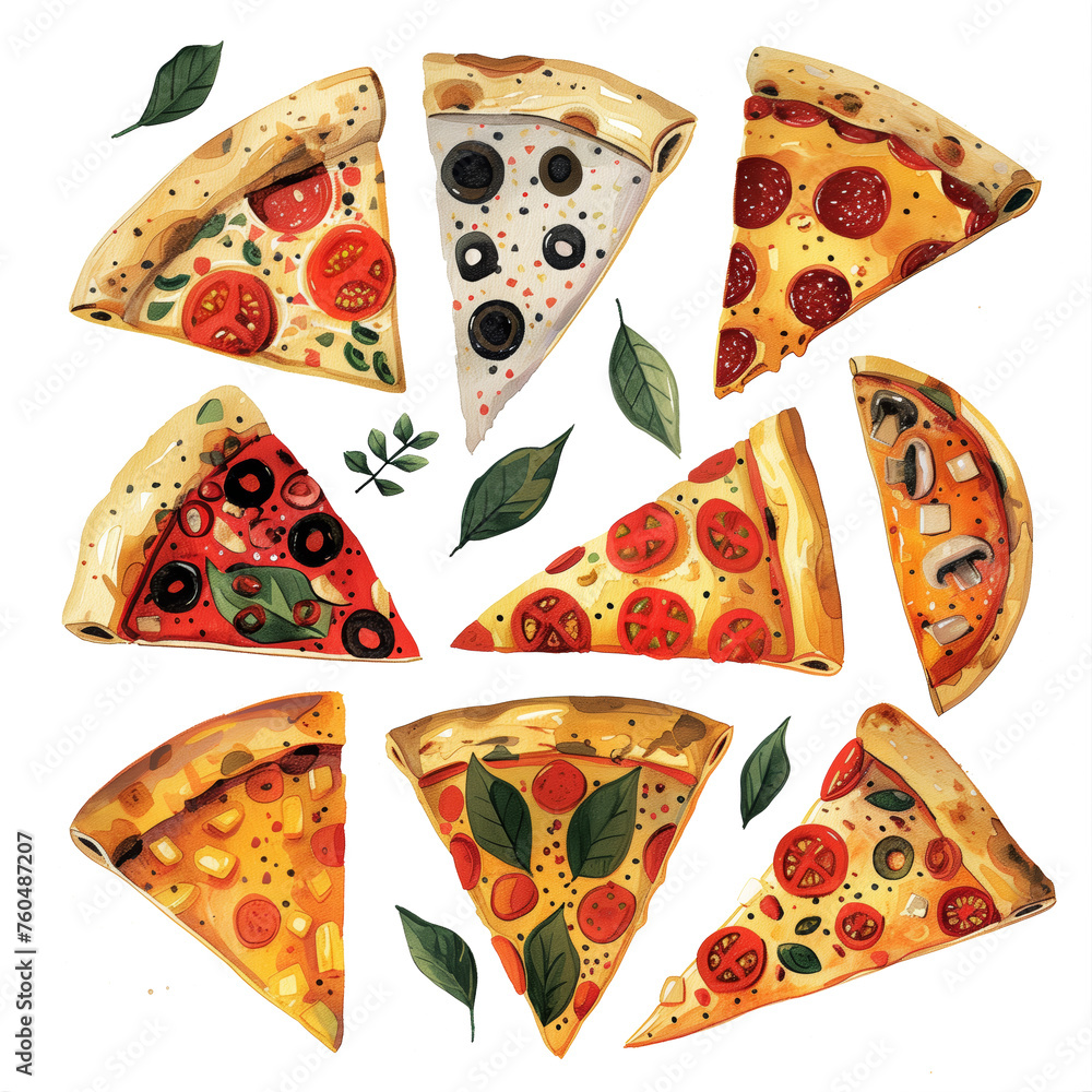 set of pizzas with polygon style clipart minimal illustration on white background, suitable for crafting and digital design projects set of pizzas with polygon style clipart minimal illustration on white background, suitable for crafting and digital design projects