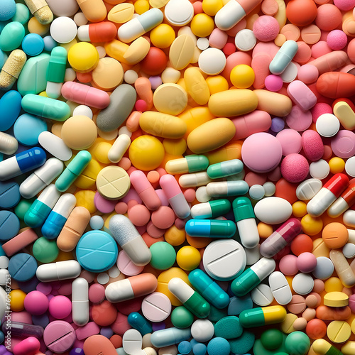 Collection of colorful pills and tablets