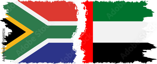 United Arab Emirates and South Africa grunge flags connection vector