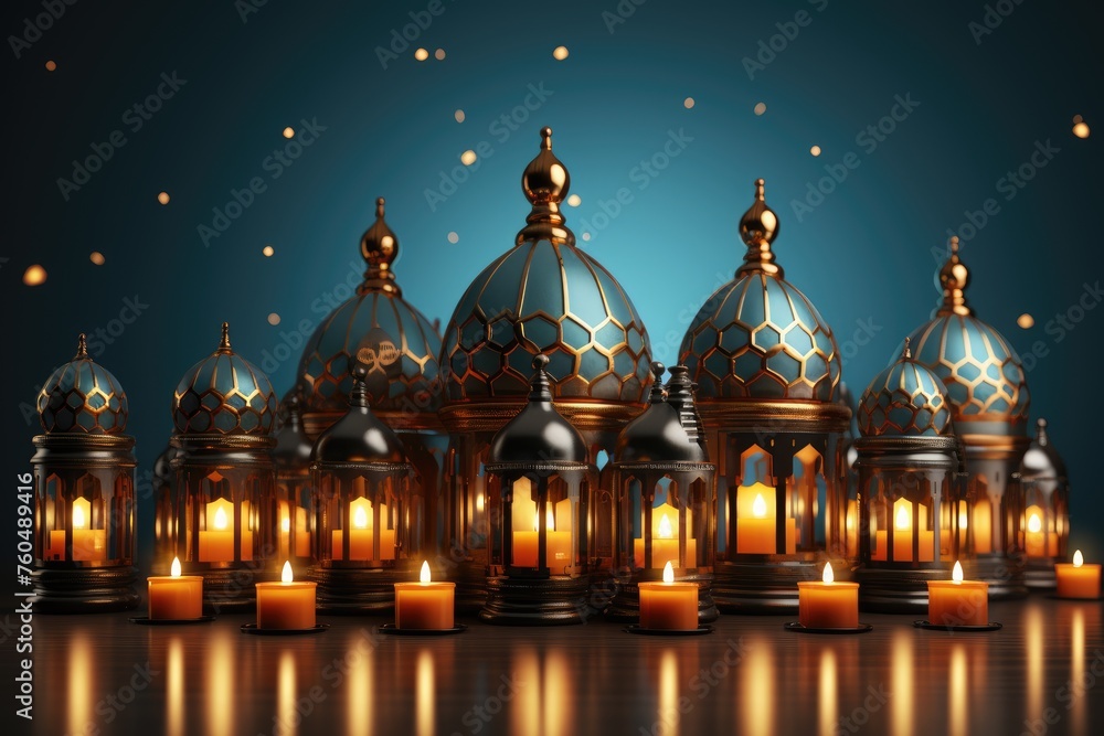 Obraz premium islamic greeting card for Ramadan kareem or ied mubarak background