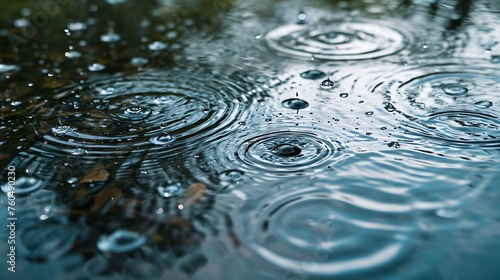 Circles of Tranquility: Raindrops on a Lake's Surface 