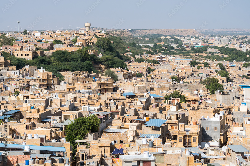 jaisalmer, india. 18th october, 2023: street view of jaisalmer golden city, india