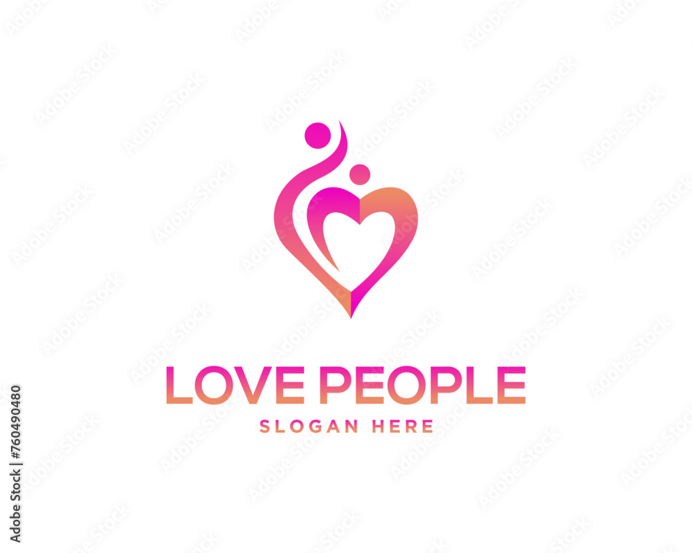 Abstract people love community logo design concept vector template.