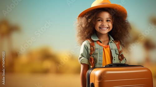 black girl with travel bag