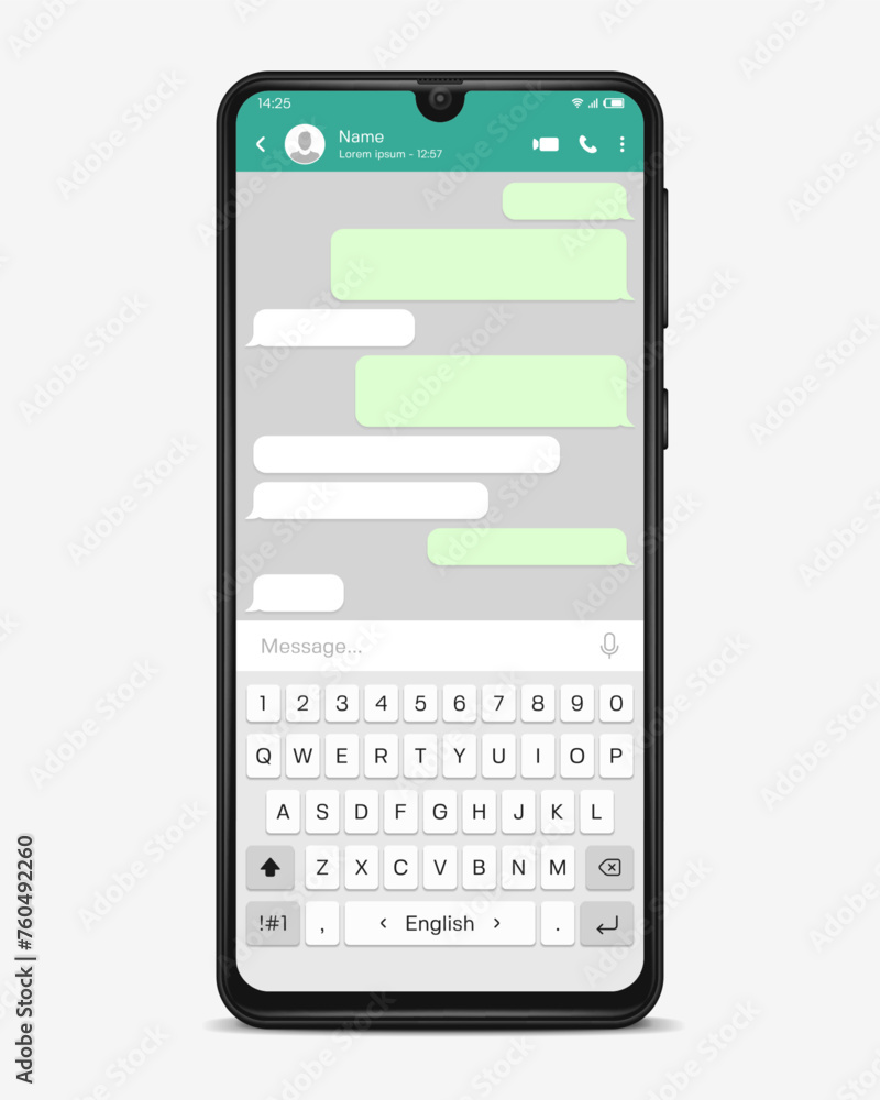 Smartphone with sms-chat on the screen. Digital blank for mobile application. Vector template for your design. Smartphone with sms-chat on the screen. Digital blank for mobile application. Vector template for your design.