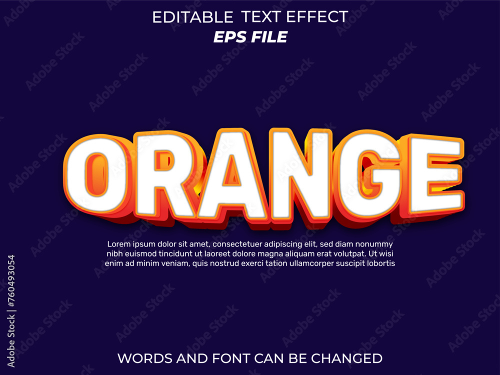 orange text effect, font editable, typography, 3d text. vector template