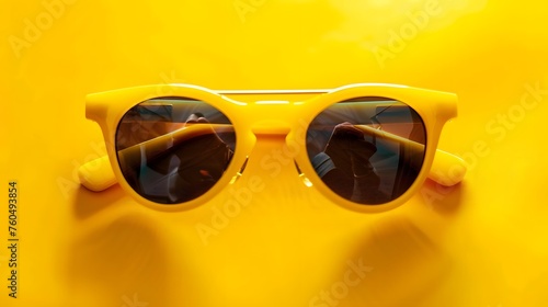 studio shot of yellow sunglasses. summer is coming concept