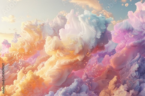 Colorful smoke waves flowing on a light background